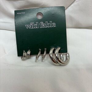 New Wild Fable Silver Colored Earring Trio hoop earrings nickel free